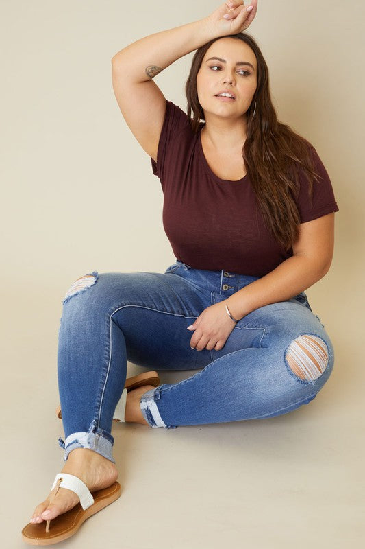 Plus size High Rise ankle jeans