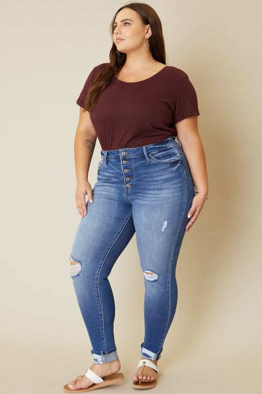 Plus size High Rise ankle jeans