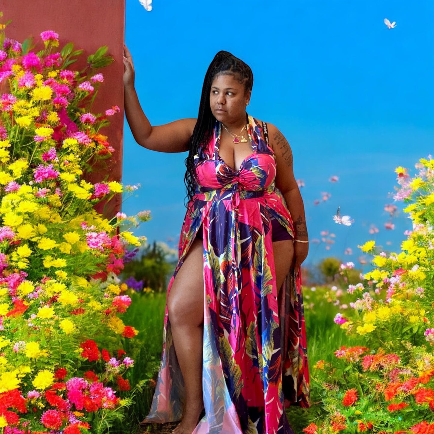 Floral beach maxi