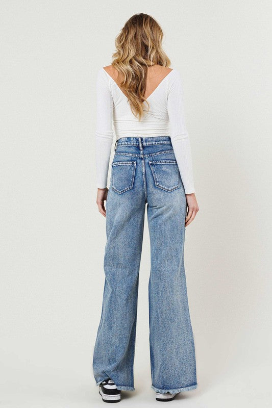 High Rise Wide Leg Jeans in a Vintage Acid Wash