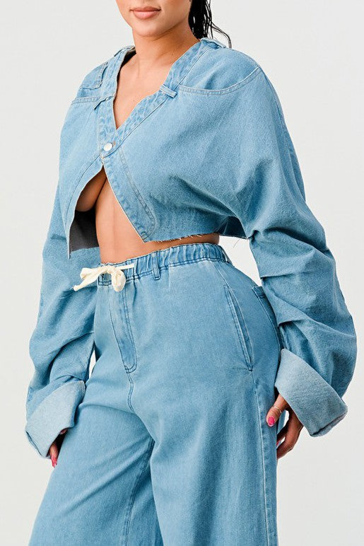 Athina irregular denim top