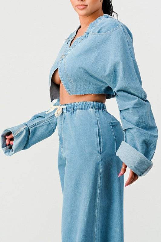 Athina irregular denim top