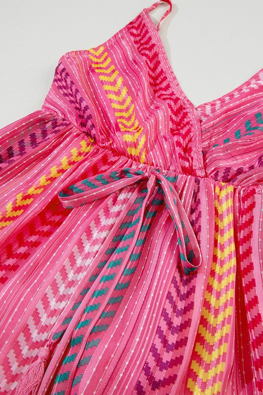 Pink Tassel Tie Maxi Dress