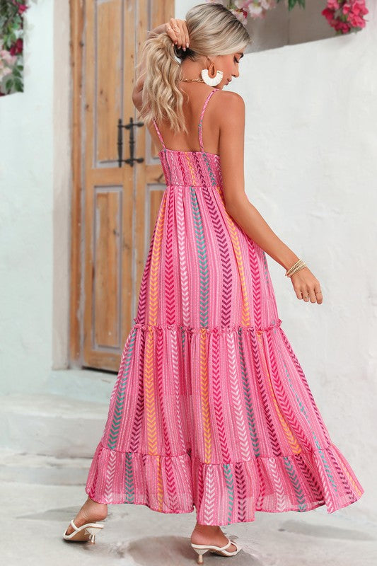 Pink Tassel Tie Maxi Dress
