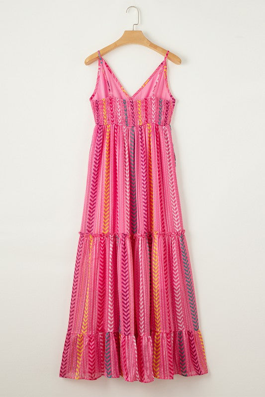 Pink Tassel Tie Maxi Dress