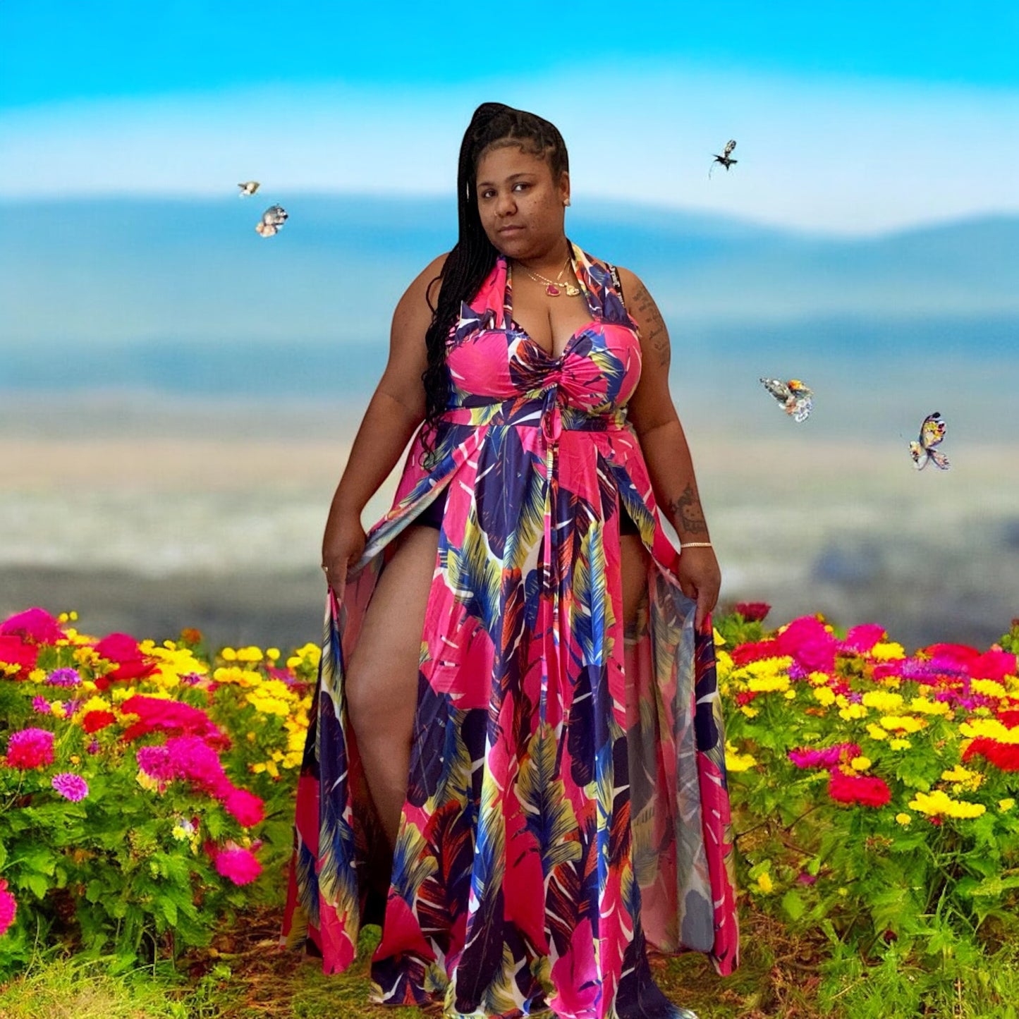 Floral beach maxi