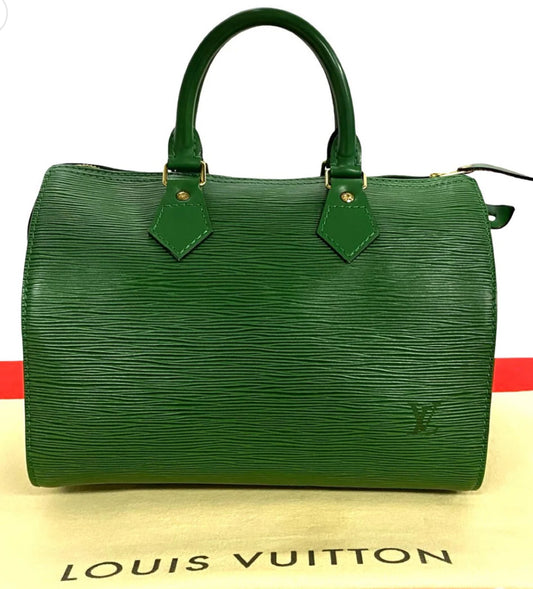 Louis Vuitton green epi speedy 25