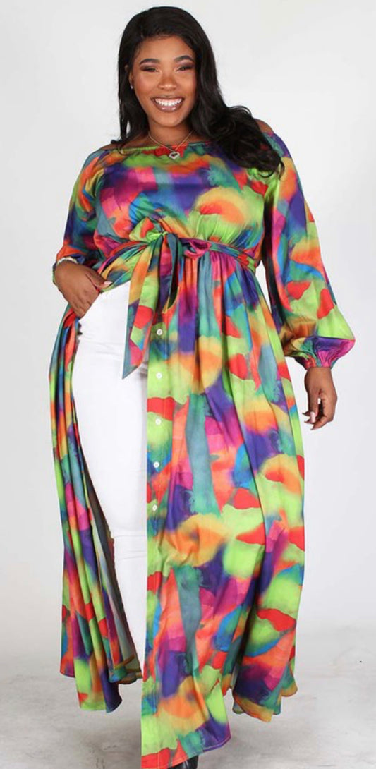 Multi Love long dress/cape